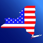 New York state map with American national flag